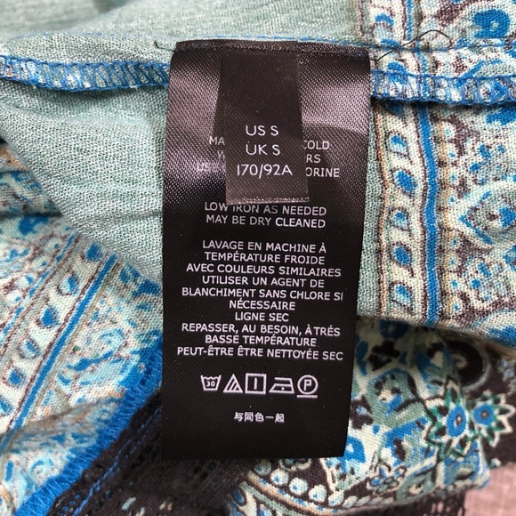 Free People Women’s Paisley Tunic V Neck Size S Ballon Sleeve - Picture 6 of 7